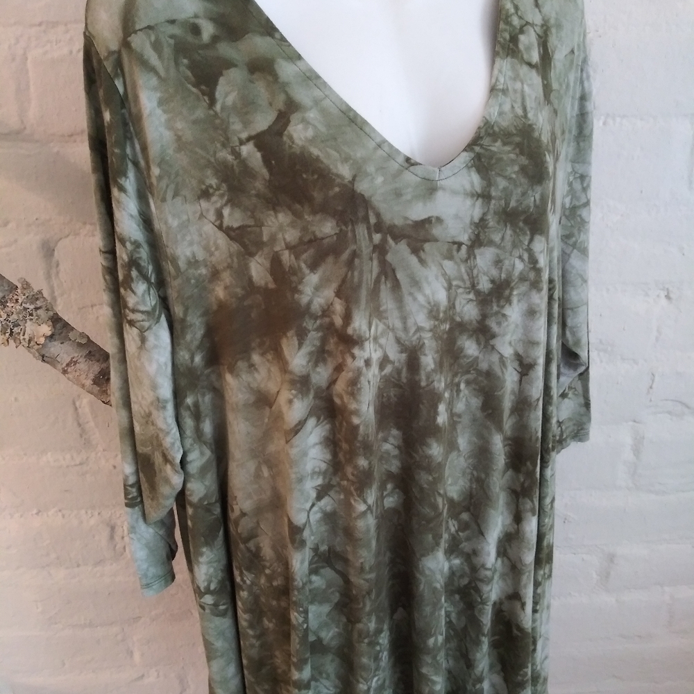 3X Green V Neck Plunge Back Criss Cross
